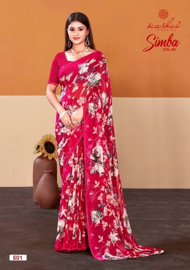 Simba Vol 05 By Kashvi Printed Georgette Sarees Wholesale Shop In Surat